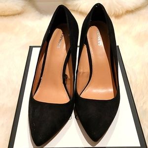 Express suede wedge heels